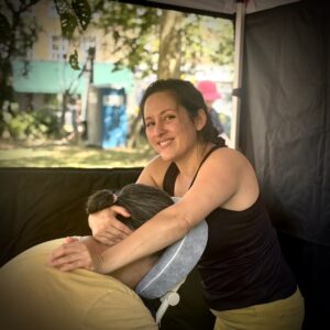 Natalie Heng performing chair massage  300x300